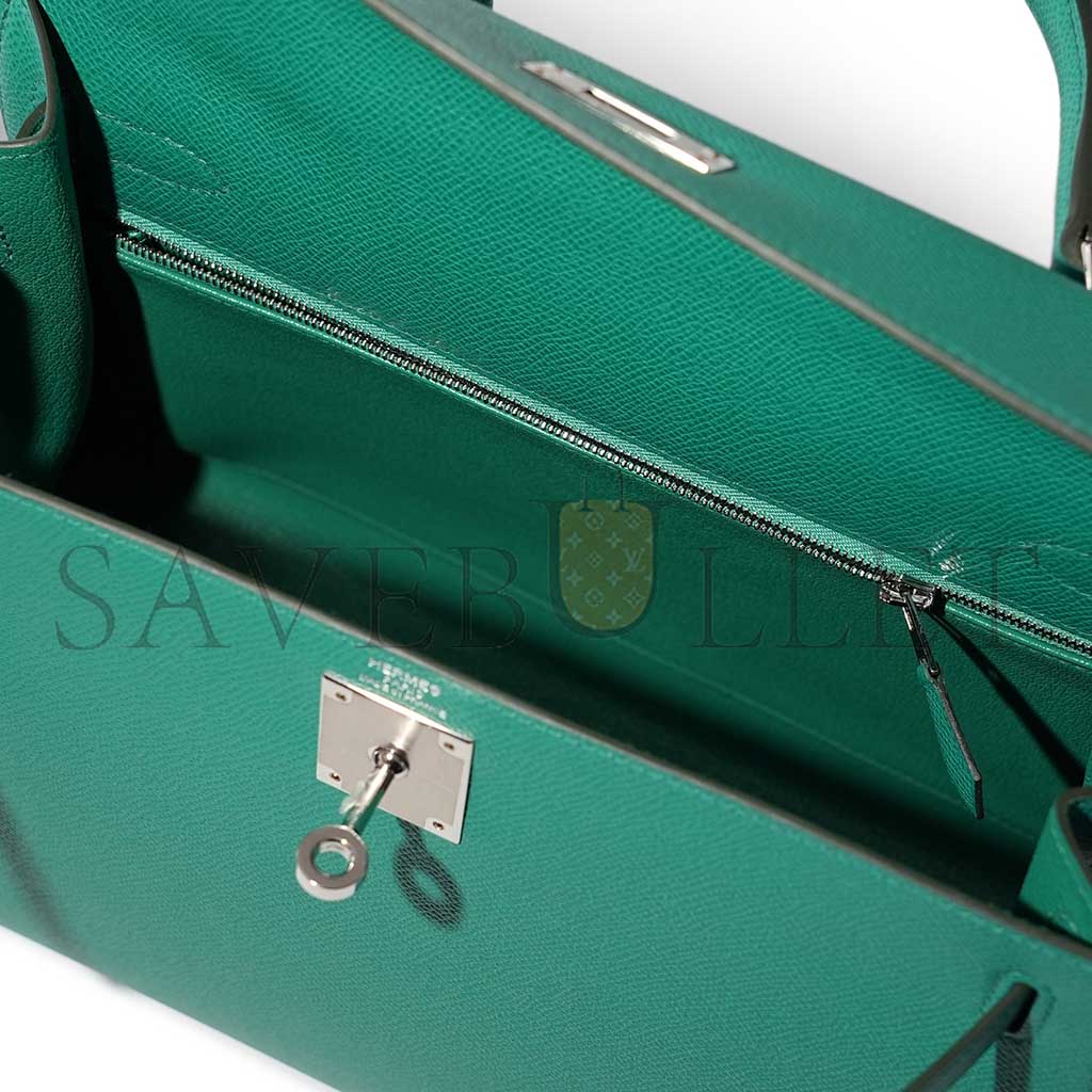 HERMÈS MASTER VERT JADE EPSOM KELLY 28 SELLIER PALLADIUM HARDWARE (28*22*10cm)